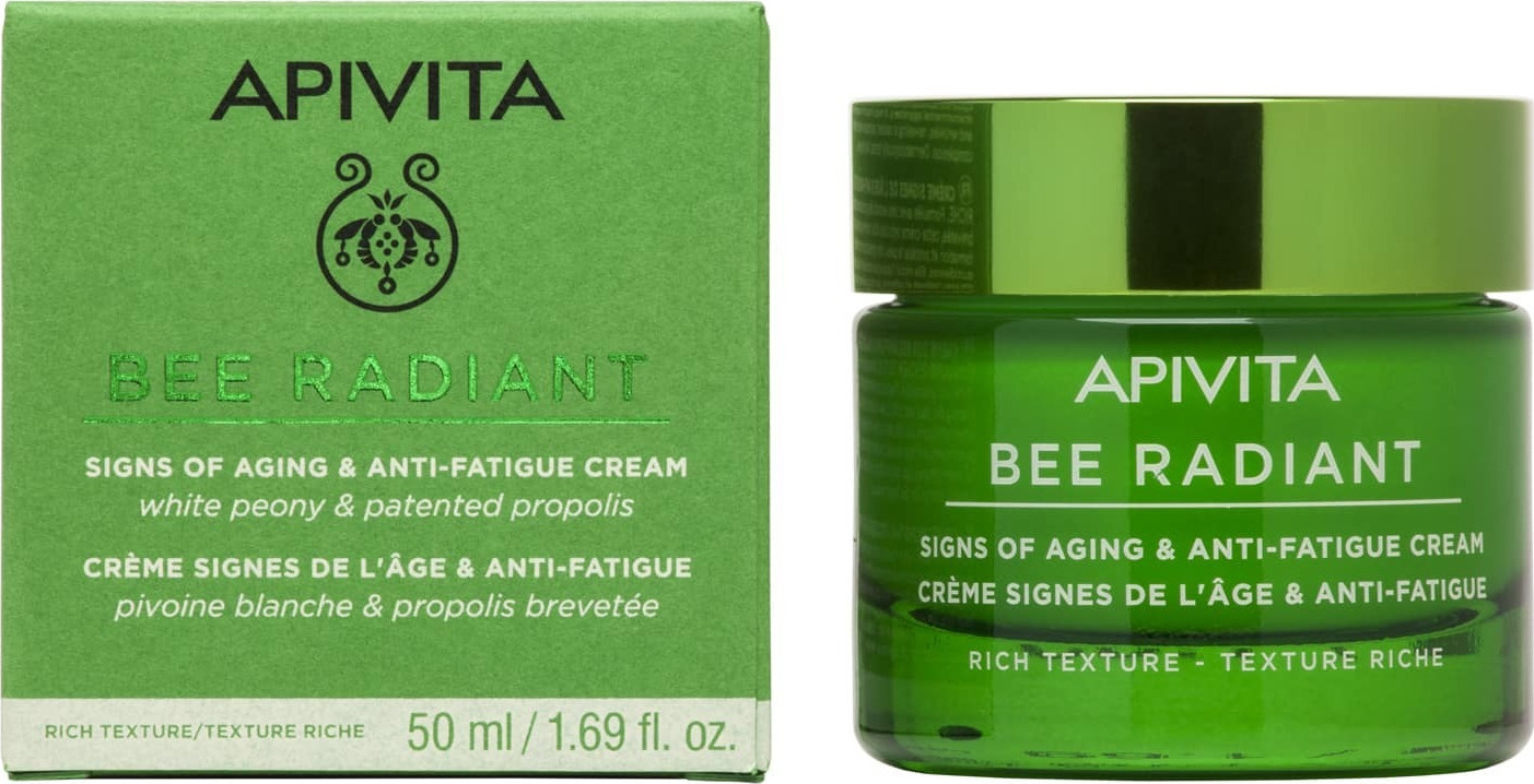 APIVITA - Bee Radiant Κρέμα Λευκή Παιώνια & Πατενταρισμένη Πρόπολη Πλούσιας Υφής Για Σημάδια Γήρανσης 50ml