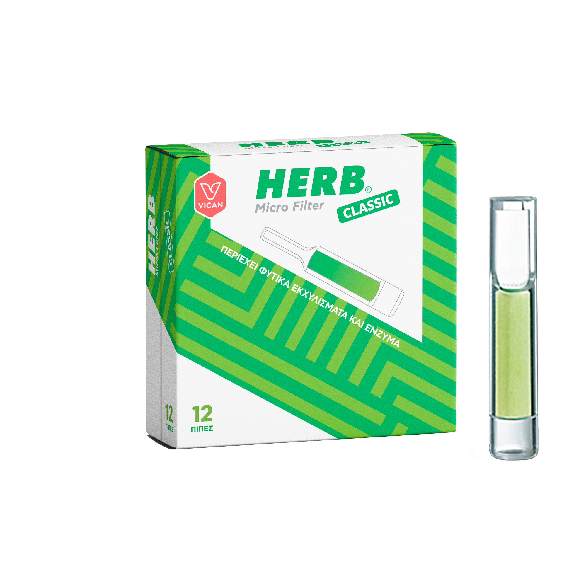 HERB - Micro Filter Classic Πίπες Τσιγάρου Με Φίλτρο Από Φυτικά Εκχυλίσματα & Ένζυμα 12τμχ