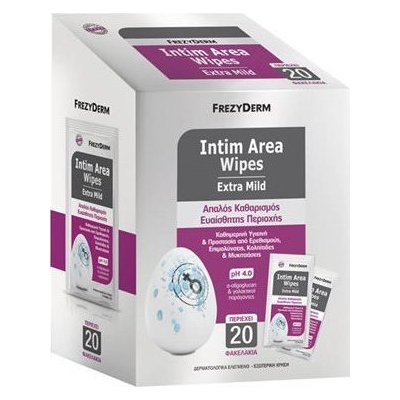 FREZYDERM - Intim Area Wipes Extra Mild Μαντηλάκια Καθαρισμού Για Την Ευαίσθητη Περιοχή 20 Τεμάχια