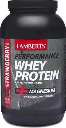 LAMBERTS - Performance Whey Protein Strawberry Υψηλής Ποιότητας και Καθαρότητας Πρωτεΐνη Ορού Γάλακτος με Γεύση Φράουλα - 1000gr