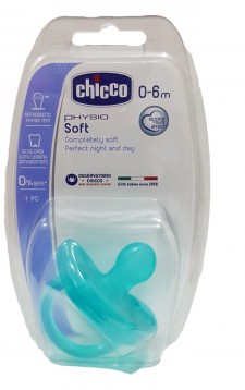 CHICCO - Physio Soft Πιπίλα Όλο Σιλικόνη Γαλάζια 0-6m 1 Τεμάχιο