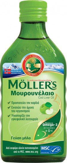 MOLLERS - Cod Liver Oil Apple Μουρουνέλαιο με Γεύση Μήλο 250ml