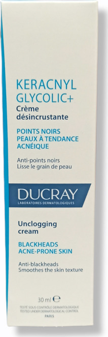 DUCRAY - Keracnyl Glycolic+ Kρέμα Προσώπου για Δέρμα με Τάση Ακμής Σπυράκια & Μαύρα Στίγματα 30ml
