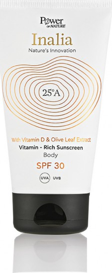 POWER HEALTH - Inalia with Vitamin D & Olive Leaf Extract Rich Body Sunscreen SPF30 Αντηλιακή Κρέμα Σώματος Υψηλής Προστασίας 150ml