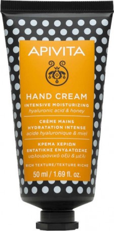 APIVITA - Hand Cream Κρέμα Χεριών Εντατικής Ενυδάτωσης Πλούσιας Υφής με Υαλουρονικό Οξύ & Μέλι 50ml
