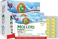 MOLLERS - Forte Ιχθυέλαιο + Μουρουνέλαιο Omega 3 150 Κάψουλες [5 Καρτέλες x 30 Κάψουλες]