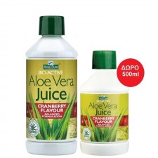 OPTIMA - Πακέτο Προσφοράς με Aloe Vera Juice Cranberry, 1lt & Δώρο Aloe Vera  Juice Cranberry 500ml