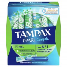TAMPAX - Compak Pearl Super Tαμπόν Με Απλικατέρ Για Προστασία & Διακριτικότητα 16 τεμάχια