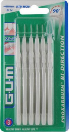 GUM - Bi-Direction Micro Fine 0,7mm Μεσοδόντια Βουρτσάκια Για Την Αφαίρεση Της Πλάκας 6τμχ