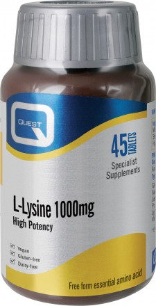 QUEST - L-Lysine 1000mg High Potency Συμπλήρωμα Διατροφής Λυσίνης 45 Ταμπλέτες