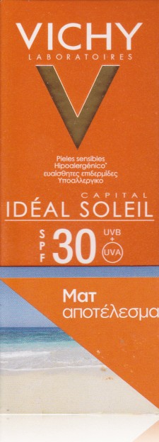 VICHY - Ideal Soleil Mattifying Face Dry Touch SPF30 Αντηλιακή Κρέμα Προσώπου Για Ματ Αποτέλεσμα 50ml