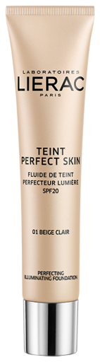 LIERAC - Teint Perfect Skin Perfecting Illuminating Fluid SPF20, Make-Up για Ομοιόμορφη & Λαμπερή Όψη, 30ml - Clair 01