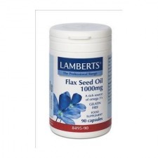 LAMBERTS - Flax Seed Oil 1000mg,  Λάδι Aπό Λιναρόσπορο για την Υγεία του Καρδιαγγειακού Συστήματος και του Δέρματος, 90 Caps