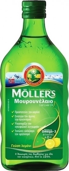 MOLLERS - Cod Liver Oil Lemon Μουρουνέλαιο με Γεύση Λεμόνι 250ml