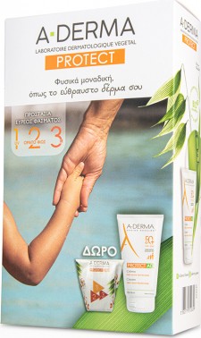 A-DERMA - Promo Protect AD Cream Παιδική SPF50 Αντηλιακή Κρέμα Προσώπου & Σώματος & Τσαντάκι SPF50 150ml