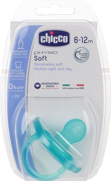CHICCO - Physio Soft Πιπίλα Σιλικόνης Σιέλ 6-16m+ 1 Τεμάχιο
