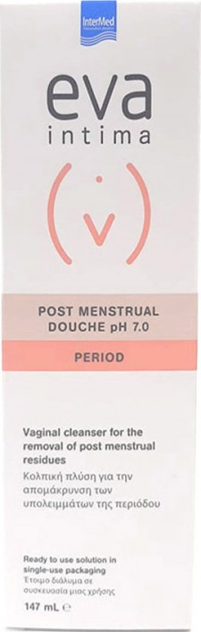 INTERMED - EVA Intima Post Menstrual Douche pH 7.0 Κολπική Πλύση για την Απομάκρυνση των Υπολειμμάτων της Περιόδου, 147ml