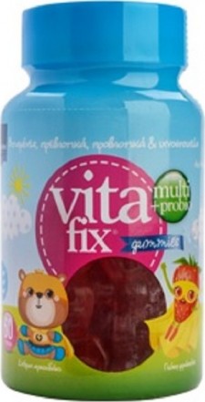 INTERMED - Intermed Multi & Probio VitaFix Gummies Bear Strawberry Παιδικές Πολυβιταμίνες σε Ζελεδάκια με Σχήμα Αρκουδάκι και Γεύση Φράουλα, Βαζάκι με 60τεμ