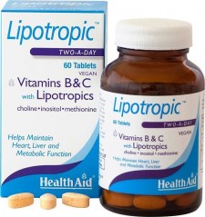 HEALTH AID - Lipotropic Συμπλήρωμα Διατροφής με Βιταμίνες Β & C, Χολίνη, Ινοσιτόλη & Μεθειονίνη για Υποστήριξη του Μεταβολισμού 60 Ταμπλέτες