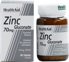 HEALTH AID - Zinc Gluconate 70mg Συμπλήρωμα Διατροφής με Ψευδάργυρο Γλυκονικό για Ανοσοποιητικό 90 ταμπλέτες
