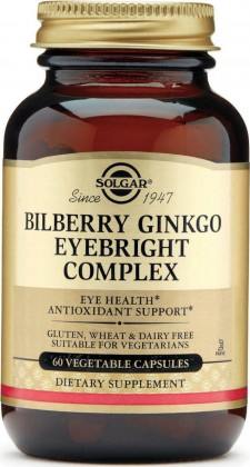 SOLGAR - Bilberry Gingko Eyebright Complex  Συμπλήρωμα Διατροφής Αντιοξειδωτικών για τους Οφθαλμούς 60 Φυτικές Κάψουλες