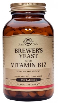 SOLGAR - Brewers Yeast with Vitamin B12 Συμπλήρωμα Διατροφής Βιταμίνη 12 250 Ταμπλέτες