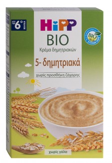 HIPP - Bio Κρέμα 5 Δημητριακών Χωρίς Γάλα Μετά Τον 6ο Μήνα 200gr