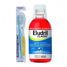 ELGYDIUM - Promo Classic Mouthwash 500ml & Elgydium Clinic Toothbrush 15/100 Γαλάζια