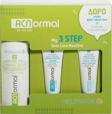 HELENVITA - ACNormal My 3 Steps Skin Care Routine Cleansing Mouse 150ml & Δώρο Hydra Boost Cream 20ml & Purifying Facial Mask 20ml