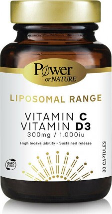 POWER HEALTH - Liposomal Range Vitamin C 300mg + Vitamin D3 1000iu Συμπλήρωμα Διατροφής για την Ενίσχυση του Ανοσοποιητικού Συστήματος, 30s caps