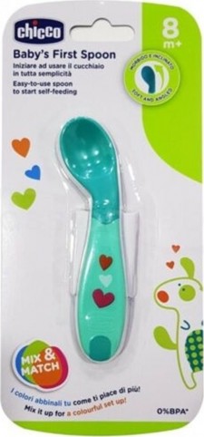 CHICCO - Babys First Spoon 8m+ Κουτάλι σιλικόνης αρχής, μπλε 1 τεμάχιο