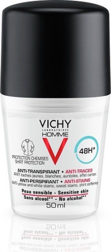 VICHY - Homme No Trace Deodorant  Αποσμητικό Roll-on 48ωρης Προστασίας 50ml