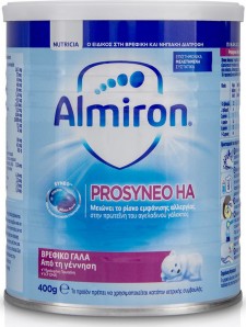 NUTRICIA -ALMIRON Prosyneo Ha Milk Βρεφικό Γάλα Για Μωρά Με Οικογενειακό Ιστορικό Αλλεργίας Από Την Γέννηση 400gr