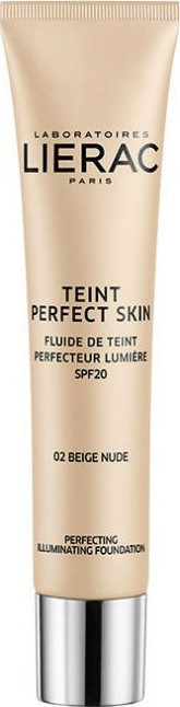 LIERAC - Teint Perfect Skin Perfecting Illuminating Fluid SPF20, Make-Up για Ομοιόμορφη & Λαμπερή Όψη, 30ml - Nude 02