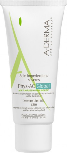 A-DERMA - Phys-Ac Global Soin Imperfections Κρέμα Φροντίδας κατά των Ατελειών για Δέρματα με Τάση Ακμής, 40ml