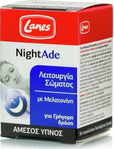 LANES - NightAde Ισχυρή Φόρμουλα για Φυσικό & Άμεσο Ύπνο, 90 Παστίλιες