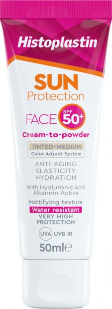 HISTOPLASTIN - Sun Protection Tinted Face Cream to Powder Medium SPF50, Αντηλιακή Κρέμα Υψηλής Προστασίας με χρώμα 50ml