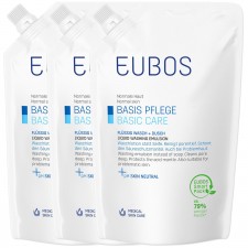 EUBOS - Normal Skin Basic Care Liquid Washing Emulsion Refill Υγρό Καθαρισμού Προσώπου και Σώματος Χωρίς Άρωμα (2+1 ΔΩΡΟ) 3x400ml