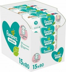PAMPERS - Baby Wipes Sensitive XXL Monthly Bοx Μωρομάντηλα 15x80 Τεμάχια [1.200 Τεμάχια]