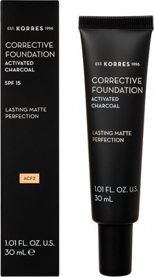 KORRES - Activated Charcoal Corrective Foundation SPF15 ACF2 Διορθωτικό Make Up Υψηλής Κάλυψης 30ml