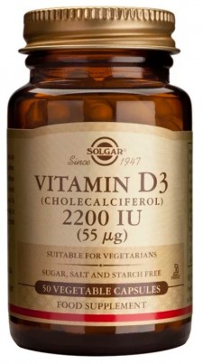 SOLGAR - Vitamin D3 2200iu 50 Φυτικές Κάψουλες