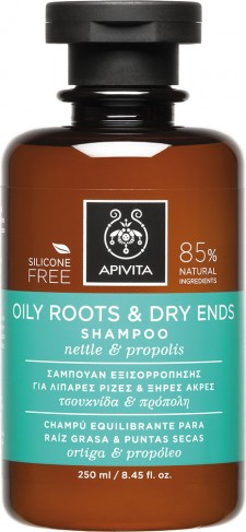 APIVITA - Oily Roots Dry Ends Σαμπουάν Εξισορρόπησης για Λιπαρές Ρίζες και Ξηρές Άκρες με Τσουκνίδα - Πρόπολη 250ml