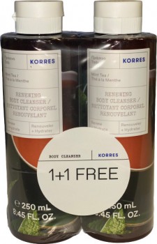 KORRES - Renewing Body Cleanser Mint Tea ShowerGel Αφρόλουτρο Gel Πράσινο Τσάι 2x250ml
