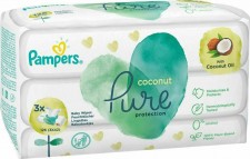PAMPERS - Promo Baby Wipes Pure Coconut με Έλαιο Καρύδας με Καπάκι 3x42 Μωρομάντηλα (126 Τεμάχια)