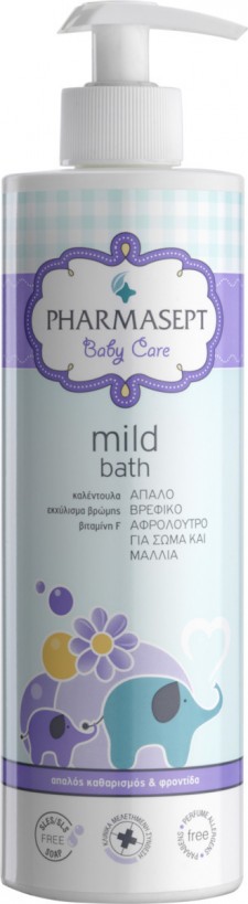 PHARMASEPT - Baby Care Mild Bath Παιδικό Αφρόλουτρο για Σώμα & Μαλλιά Χωρίς Αλκάλια ή Σαπούνι με Ουδέτερο pH7 500ml