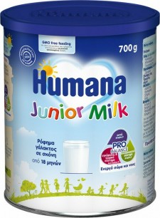 HUMANA - Junior Milk Ρόφημα Γάλακτος για Παιδιά από 18 Μηνών Μέχρι την Ηλικία των Νηπίων, 700gr