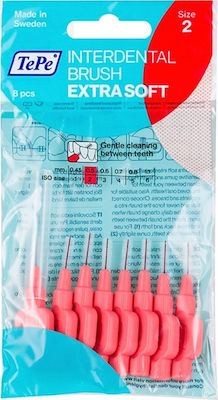 TEPE - Interdental Brush Extra Soft Size 2 Red 0,5mm - Μεσοδόντια Βουρτσάκια με πιο Μαλακές Ίνες Κόκκινα 8 Τμχ