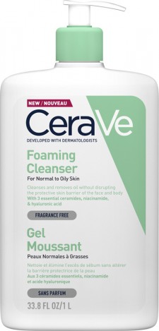 CERAVE - Foaming Cleanser for Normal to Oily Skin Τζελ Καθαρισμού για Κανονική έως Λιπαρή Επιδερμίδα 1lt