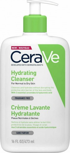 CERAVE - Hydrating Cleanser Cream for Normal to Dry Skin Κρέμα Καθαρισμού για Κανονική έως Ξηρή Επιδερμίδα 473ml