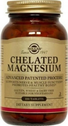 SOLGAR - Chelated Magnesium 100mg Συμπλήρωμα Διατροφής με Μαγνήσιο για Ομαλή Λειτουργία της Καρδιάς & των Μυών, 100tabs